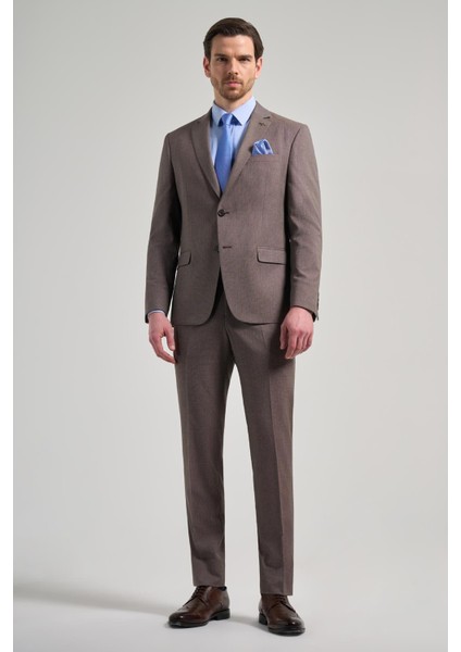 Kendinden Desenli Bez Ayağı Mono Yaka Tam Astar Esnek 6 Drop Slim Fit Takım Elbise 1001250168