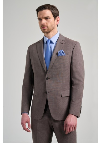 Kendinden Desenli Bez Ayağı Mono Yaka Tam Astar Esnek 6 Drop Slim Fit Takım Elbise 1001250168