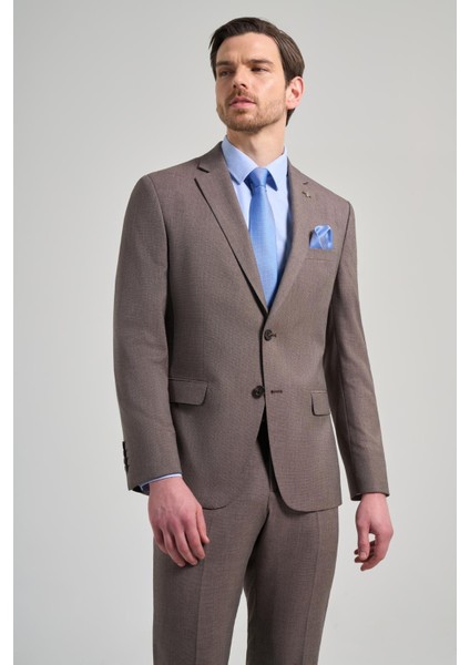 Kendinden Desenli Bez Ayağı Mono Yaka Tam Astar Esnek 6 Drop Slim Fit Takım Elbise 1001250168