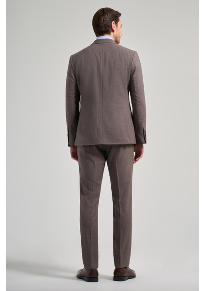 Kendinden Desenli Bez Ayağı Mono Yaka Tam Astar Esnek 6 Drop Slim Fit Takım Elbise 1001250168