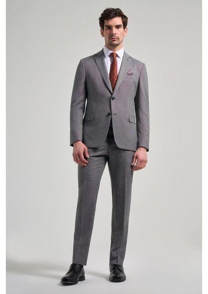 Kendinden Desenli Bez Ayağı Mono Yaka Tam Astar Esnek 6 Drop Slim Fit Takım Elbise 1001250168