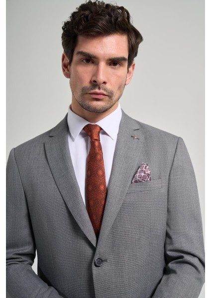 Kendinden Desenli Bez Ayağı Mono Yaka Tam Astar Esnek 6 Drop Slim Fit Takım Elbise 1001250168