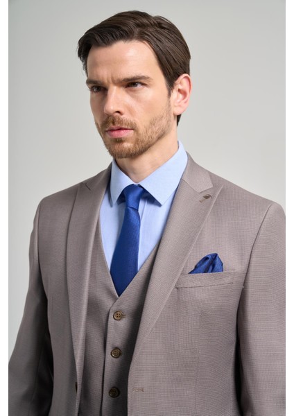 Koyu Vizon Kendinden Desenli 2 Düğme Classic Esnek Slim Fit Takım Elbise 1001250157 fırsatları