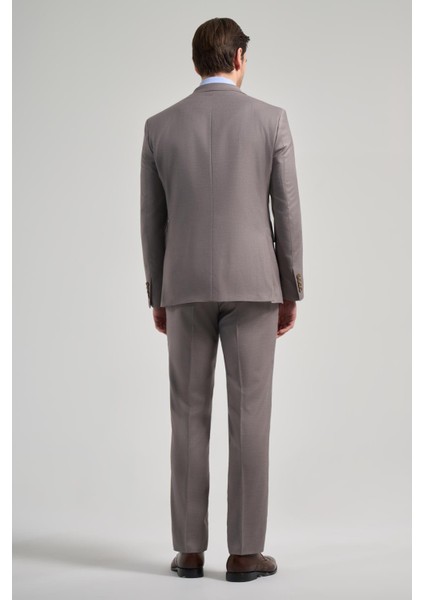 Koyu Vizon Kendinden Desenli 2 Düğme Classic Esnek Slim Fit Takım Elbise 1001250157 indirimleri