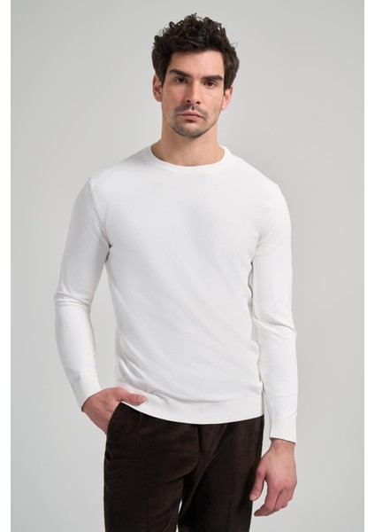 Uzun Kol Düz Örme Bisiklet Yaka Cepsiz Pamuklu Slim Fit Triko 1012245163