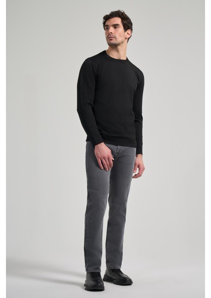 Uzun Kol Düz Örme Bisiklet Yaka Cepsiz Pamuklu Slim Fit Triko 1012245163