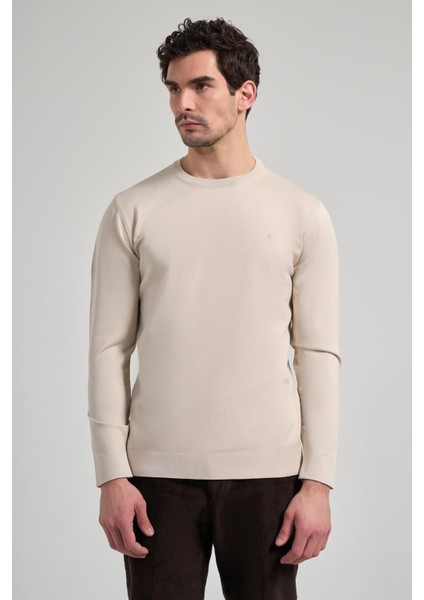 Uzun Kol Düz Örme Bisiklet Yaka Cepsiz Pamuklu Slim Fit Triko 1012245163