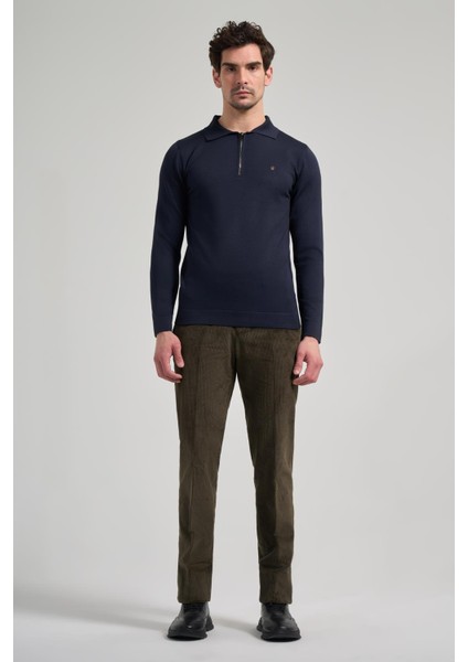 Koyu Lacivert Polo Yaka Düz Casual Pamuklu Slim Fit Triko 1012245250 fiyatları