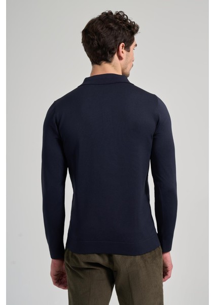 Koyu Lacivert Polo Yaka Düz Casual Pamuklu Slim Fit Triko 1012245250 indirimleri