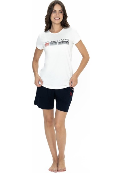 Kadın Yazı Baskılı T-Shirt Şort Takım, Bisiklet Yaka, Kısakol, Cepli
