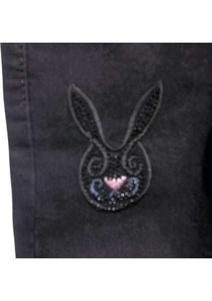 Tavşan Nakışlı Taş Işlemeli Jeans Pantolon fiyatları