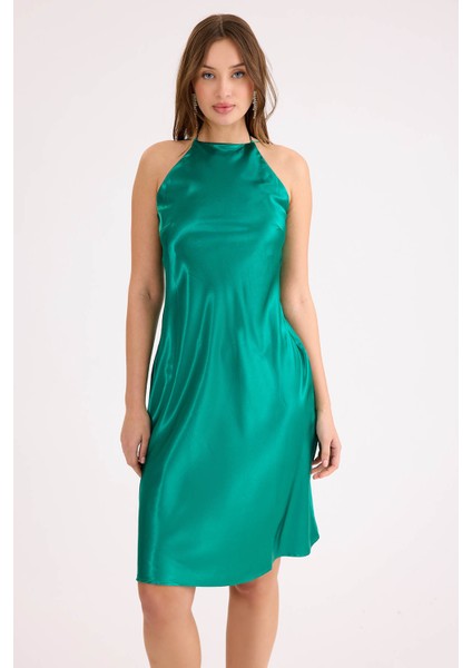 Ip Askılı Midi Boy Saten Elbise modelleri