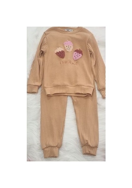 Kız Çocuk Çilekli Fitilli Likralı Takım