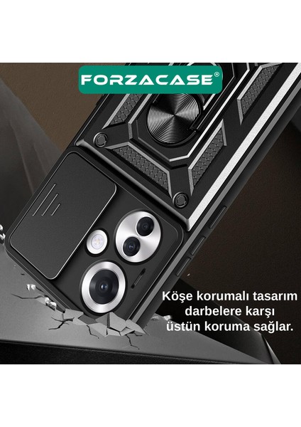 Xiaomi Redmi Note 13 Pro 5g Uyumlu Ares Yüzük Standlı Kamera Korumalı Sürgülü Sert Kılıf