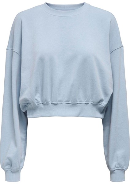 Onlbella L/s Crop O-Neck Mavi Kadın Sweatshirt