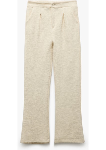 Cepli Pile Detaylı Düğmeli Bol Paça Tüvit Pantolon