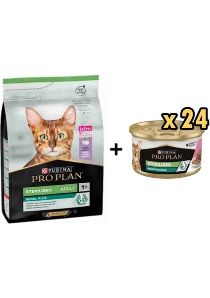 Hindili Kısırlaştırılmış Kedi Maması 1.5 kg + 24 Adet Proplan Sterilised Ton ve Somonlu Kısırlaştırılmış Kedi Konservesi 85 gr