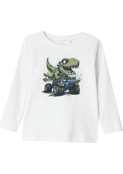 Nmmvux Ls Top Beyaz Erkek Çocuk Kısa Kol T-Shirt