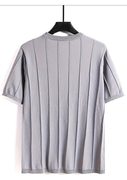 Toro Çizgili Likralı Slim Fit Bisiklet Yaka Örme Erkek Triko Tshirt modelleri