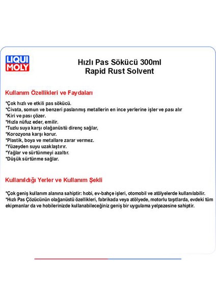 70050 Hızlı Pas Sökücü 300ML Rapid Rust Solvent LQM-1612