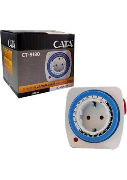 CT-9180 Zaman Ayarli Priz Mekanik Ayarlanabilir Timer Saati 3680 W 16 Amper