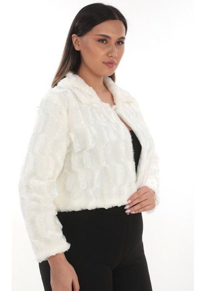 Beyaz Tüylü Uzun Kollu Kürklü Gelin Etolü, Tek Broşlu Bolero modelleri