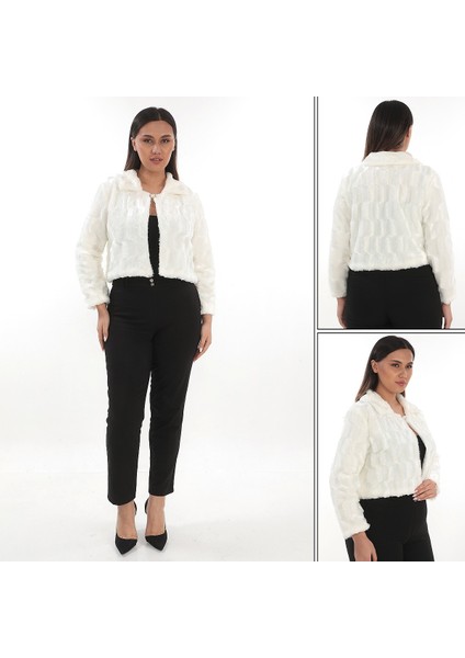 Beyaz Tüylü Uzun Kollu Kürklü Gelin Etolü, Tek Broşlu Bolero indirimleri