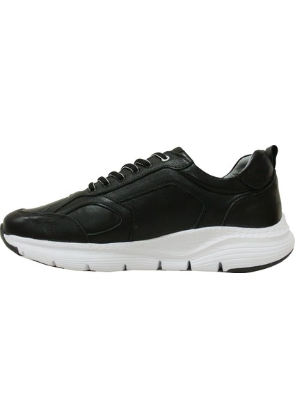 Siyah Beyaz Bağcıklı Anatomik Comfort Casual Sneakers Ayakkabı