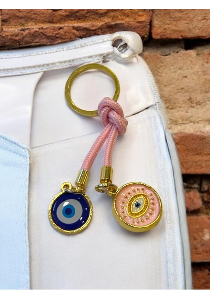 Çift Nazar Boncuklu Anahtarlık - Pembe (10,5 Cm) Hediyelik fiyatları