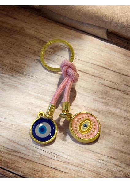 Çift Nazar Boncuklu Anahtarlık - Pembe (10,5 Cm) Hediyelik fırsatları