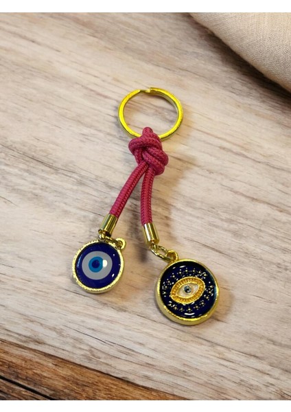 Çift Nazar Boncuklu Anahtarlık - Fuşya(10,5 Cm) Hediyelik fırsatları