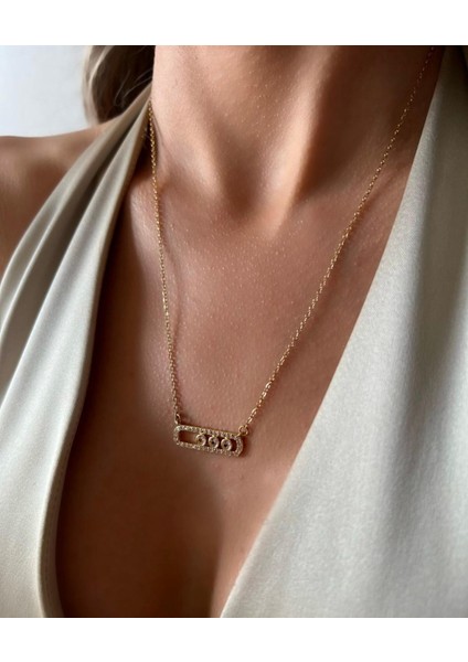 Zirkon Taşlı Yeni Model Çelik Kolye