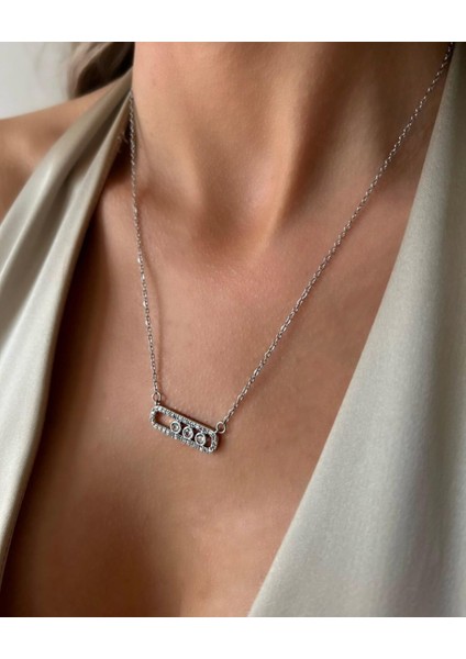 Zirkon Taşlı Yeni Model Çelik Kolye