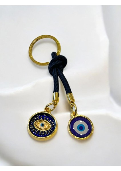 Çift Nazar Boncuklu Anahtarlık - Siyah (10,5 Cm) Hediyelik