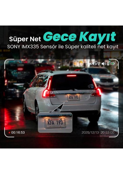 Botslab G500H Pro ADAS Ön 3K QHD -Arka 1080P FHD 150° Geniş Açı WiFi+GPS Araç İçi Kamera +Park Modu Combo