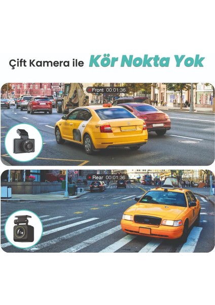 Botslab G500H Pro ADAS Ön 3K QHD -Arka 1080P FHD 150° Geniş Açı WiFi+GPS Araç İçi Kamera +Park Modu Combo