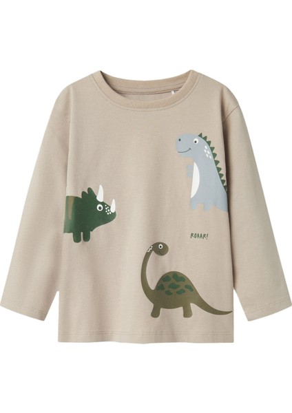 Nmnbarry Nreg Ls Top Kahverengi Unisex Çocuk Kısa Kol T-Shirt