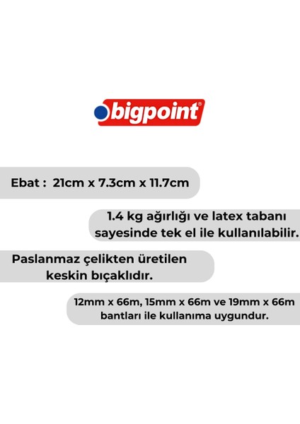 | Bant Kesme Makinesi, 66 Mt, Büyük Boy, Mavi, 12-19 mm Bantlarla Uyumlu modelleri