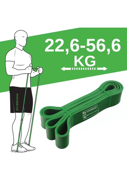 Powerband Direnç Lastiği ve Egzersiz Bandı Yeşil Heavy 208CMX45MMX4.5MM