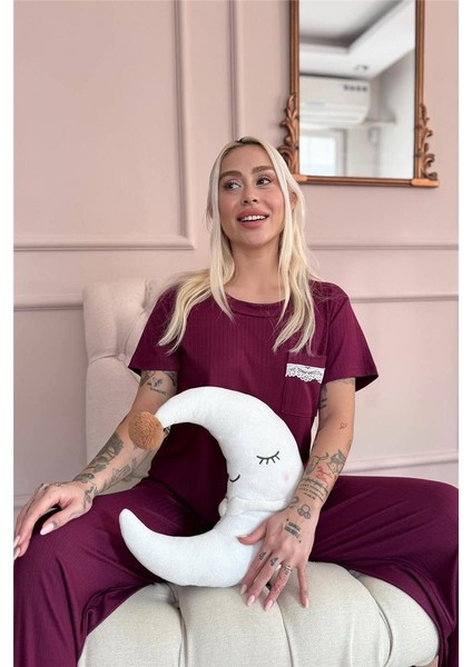 Mürdüm Dublin Kısa Kollu Dantelli Kadın Pijama Takımı