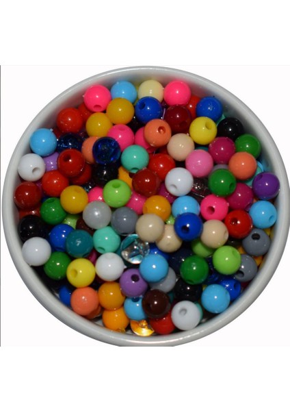 8 mm Karışık Plastik Boncuk 50 gr