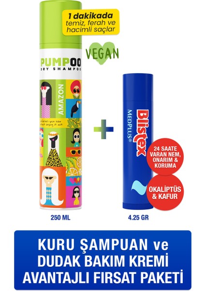 Kuruyan ve Çatlayan Dudaklara Yoğun Bakım Medplus Stick + Kuru Şampuan - Amazon 200 ml