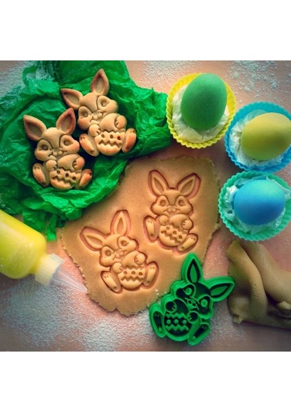 2'li Paskalya Tavşanı Şeklinde Kurabiye Kalıbı