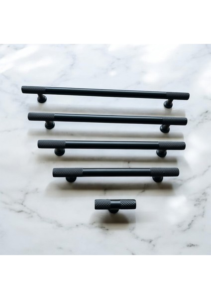 Çekmece Kapak Kulbu Alüminyum Metal Siyah Boya T Bar ( Tırtıklı Çubuk) Kulp Mobilya Mutfak