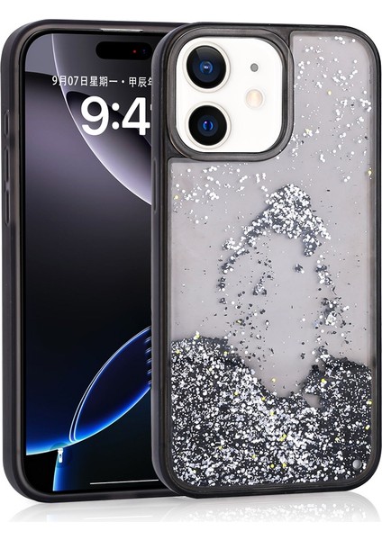 Apple iPhone 12 Kılıf Keto Sıvılı Simli