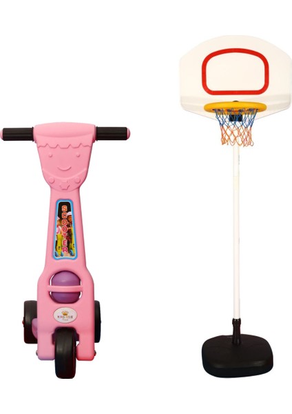 Çocuklar Için 2'li Spor Seti: 3 Tekerlekli Scooter & Ayarlanabilir Basketbol Potası | Eğlence ve Hareket Bir Arada!