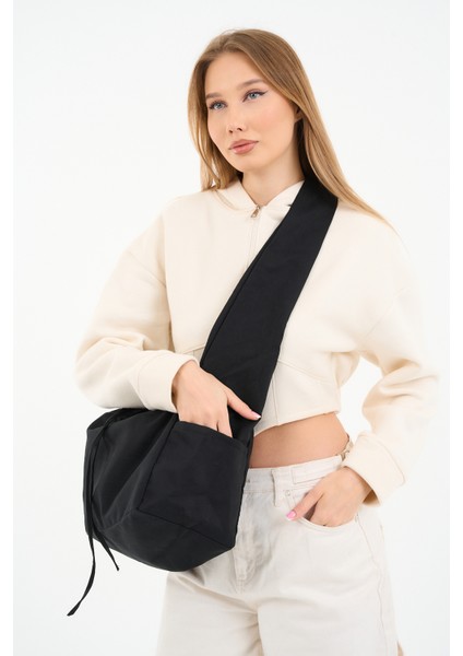 Süet Black Tote Bag / Siyah Çapraz Kullanıma Uygun Süet Kadın Omuz Çantası (50*30)
