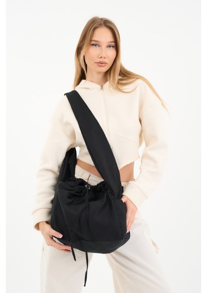 Süet Black Tote Bag / Siyah Çapraz Kullanıma Uygun Süet Kadın Omuz Çantası (50*30)