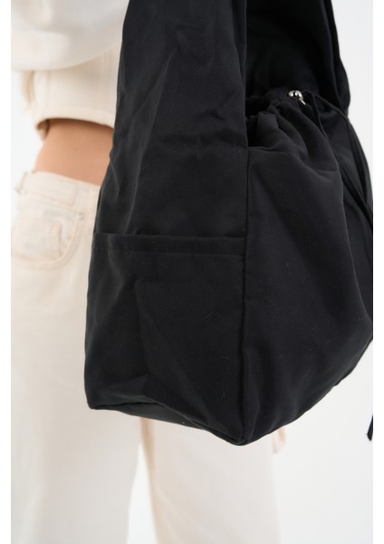 Süet Black Tote Bag / Siyah Çapraz Kullanıma Uygun Süet Kadın Omuz Çantası (50*30)