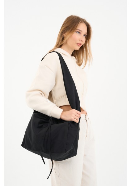 Süet Black Tote Bag / Siyah Çapraz Kullanıma Uygun Süet Kadın Omuz Çantası (50*30)